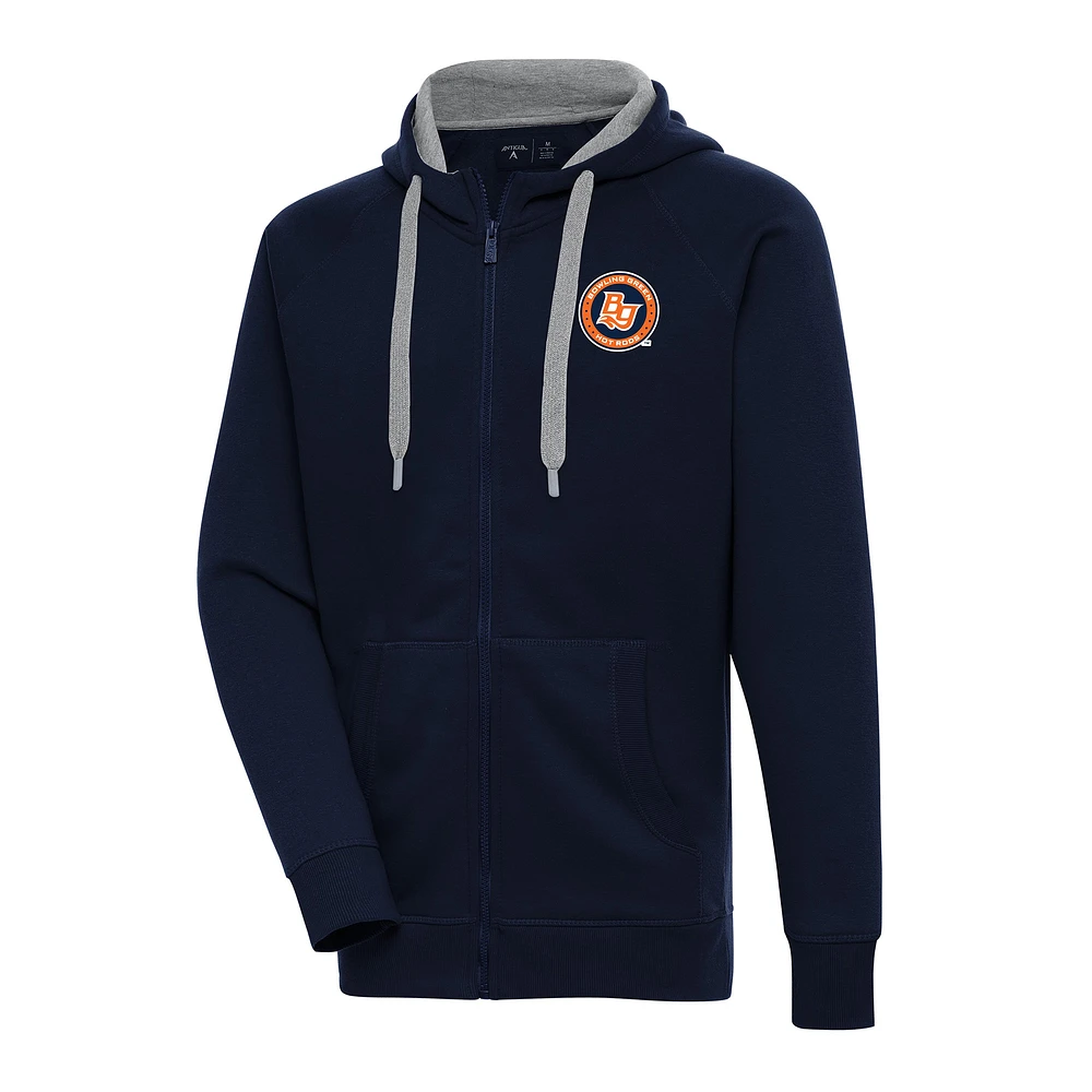 Men's Antigua Navy Bowling Green Hot Rods Victory Full-Zip Hoodie