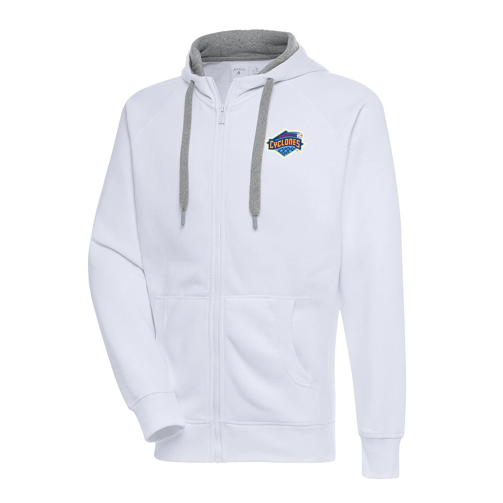 Men's Antigua White Brooklyn Cyclones Victory Full-Zip Hoodie