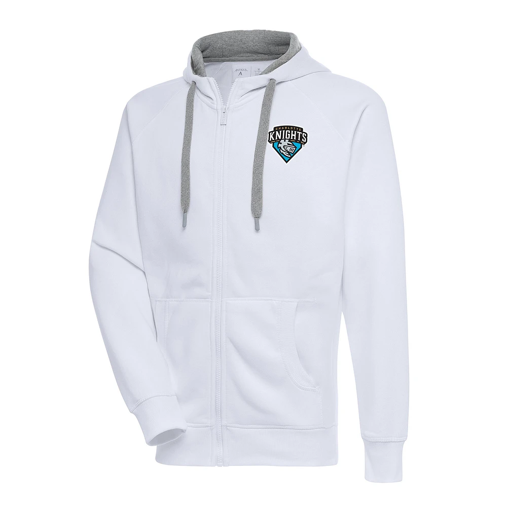 Men's Antigua White Charlotte Knights Victory Full-Zip Hoodie