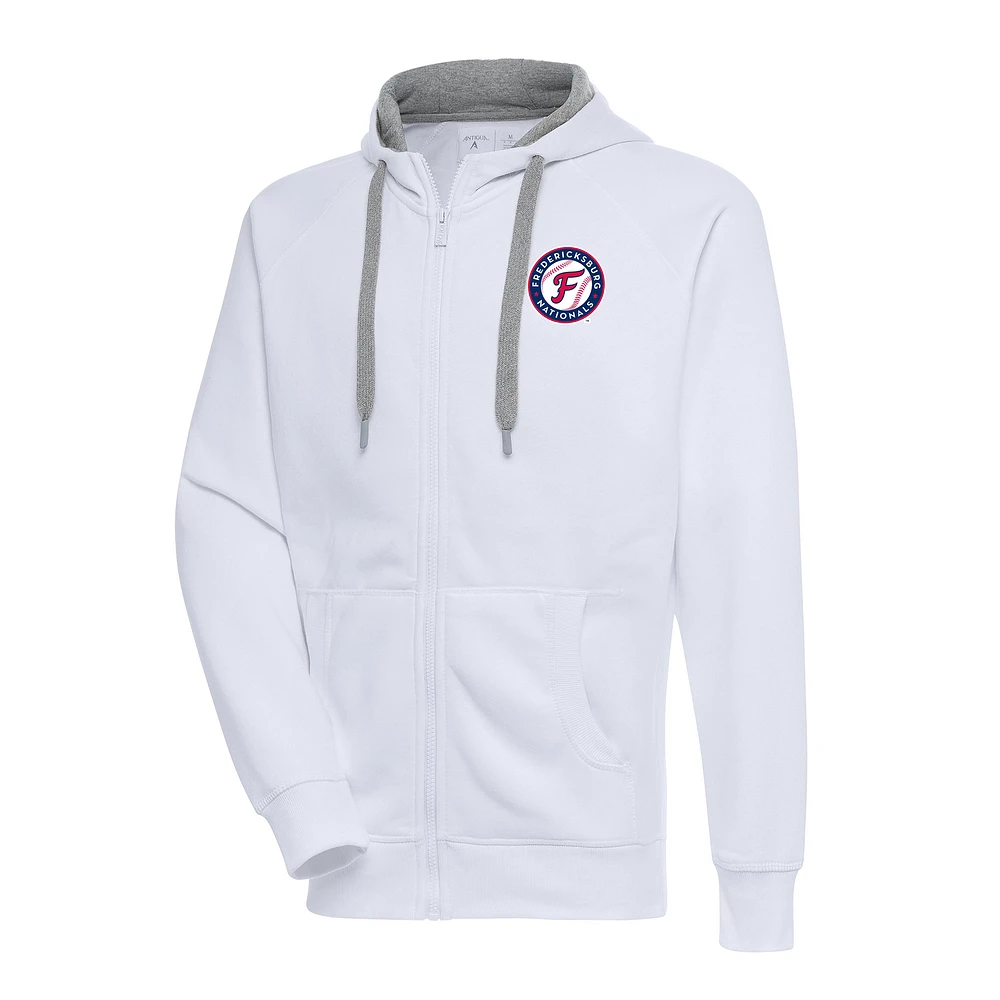 Men's Antigua White Fredericksburg Nationals Victory Full-Zip Hoodie