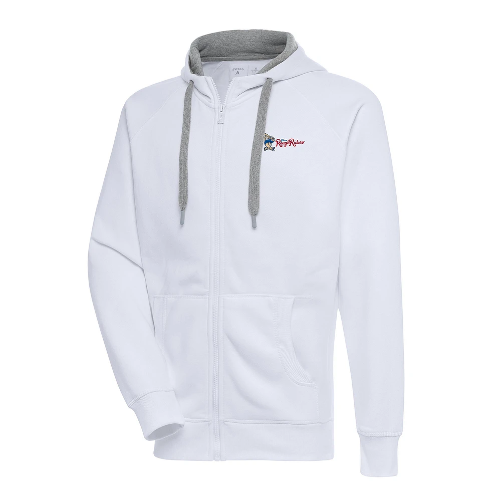 Men's Antigua White Frisco RoughRiders Victory Full-Zip Hoodie