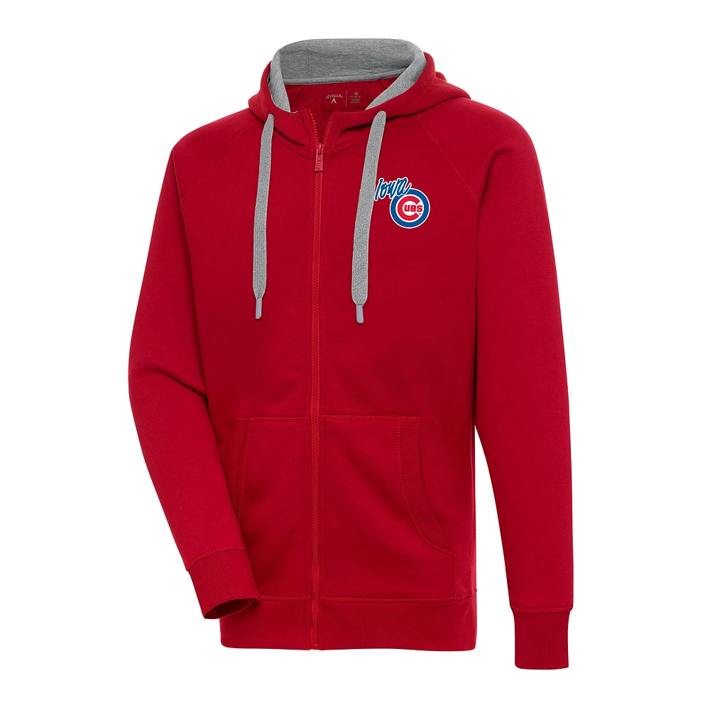 Men's Antigua Red Iowa Cubs Victory Full-Zip Hoodie