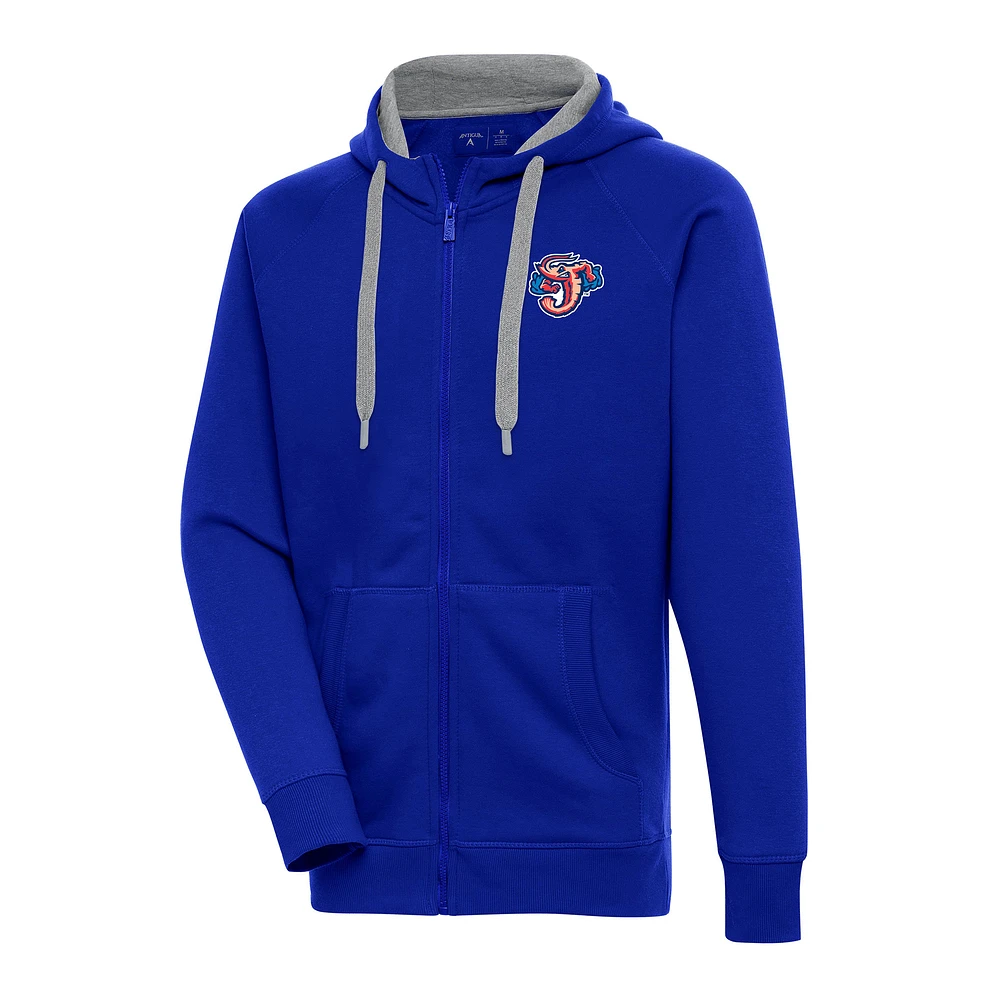Men's Antigua Royal Jacksonville Jumbo Shrimp Victory Full-Zip Hoodie