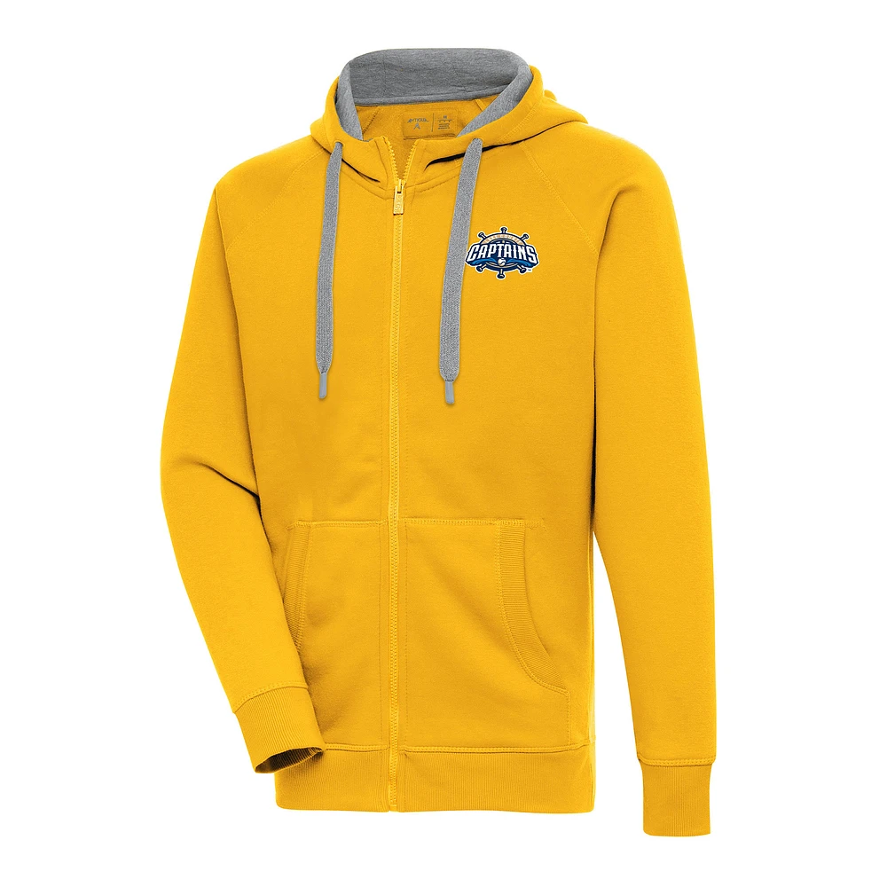 Men's Antigua Gold Lake County Captains Victory Full-Zip Hoodie