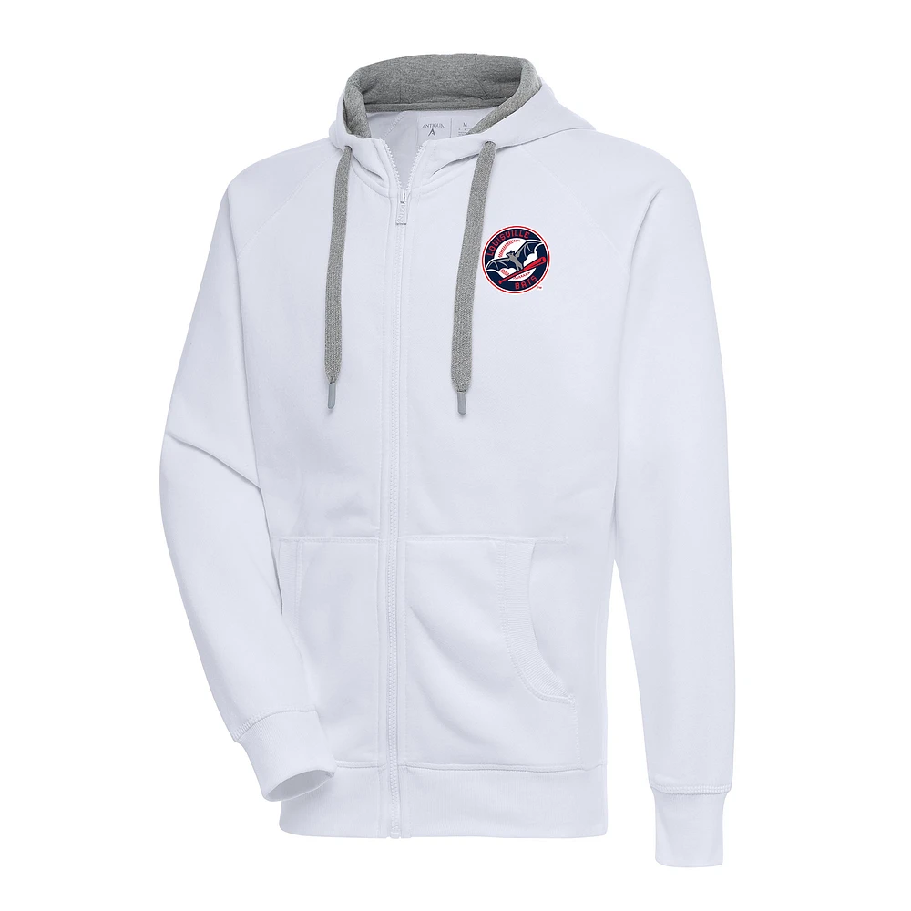 Men's Antigua White Louisville Bats Victory Full-Zip Hoodie