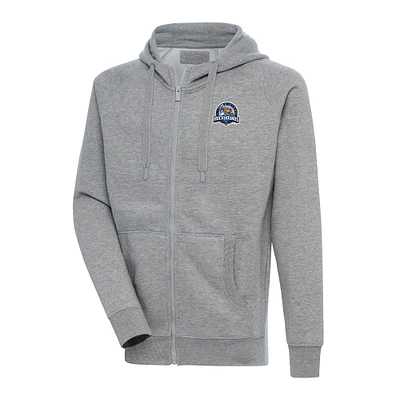 Men's Antigua Heather Gray Midland Rockhounds Victory Full-Zip Hoodie