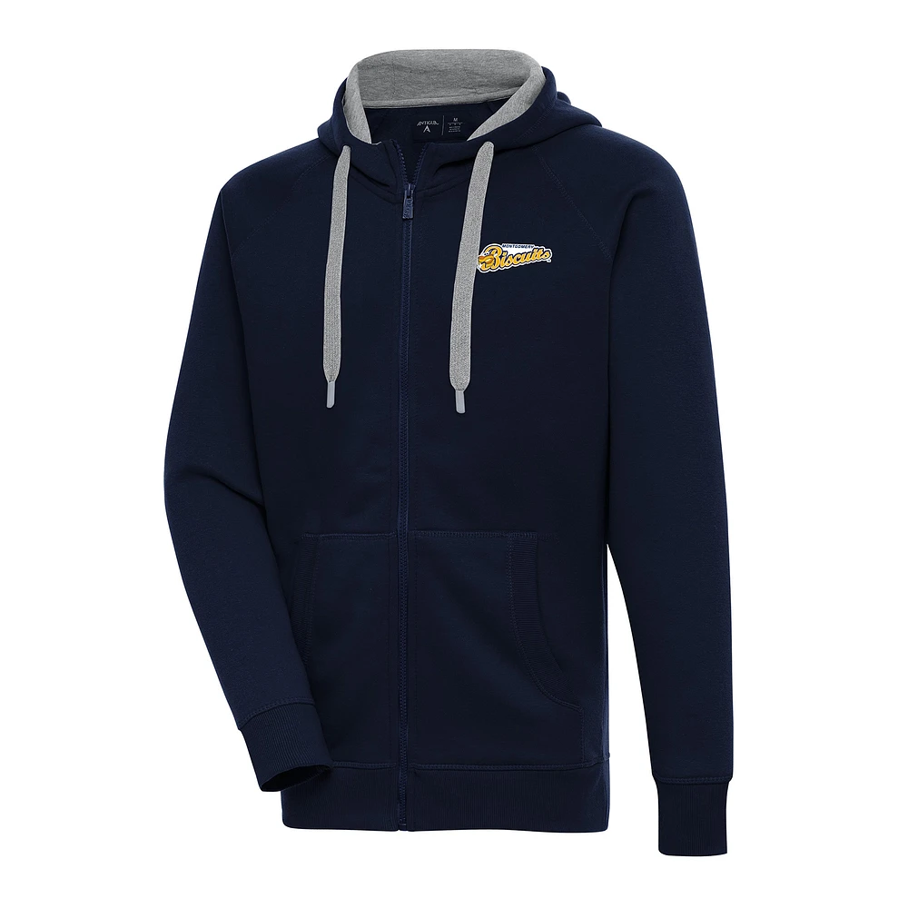 Men's Antigua Navy Montgomery Biscuits Victory Full-Zip Hoodie