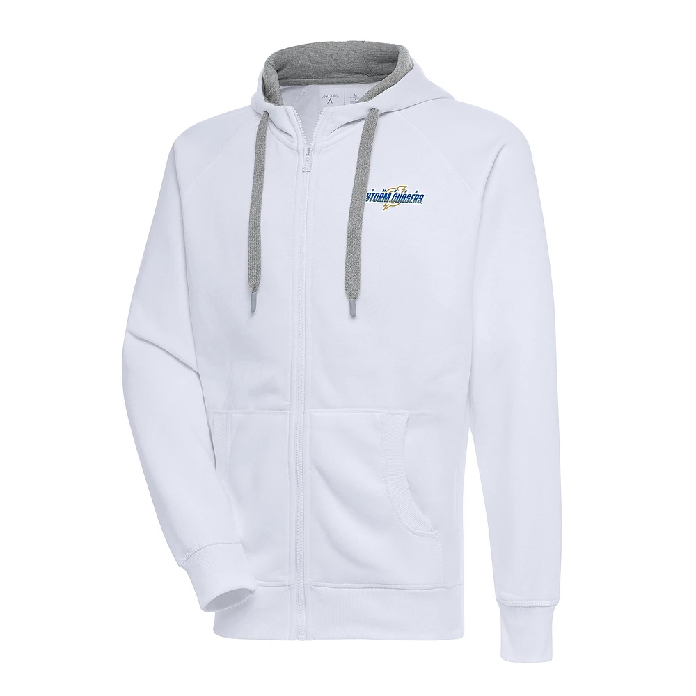 Men's Antigua White Omaha Storm Chasers Victory Full-Zip Hoodie