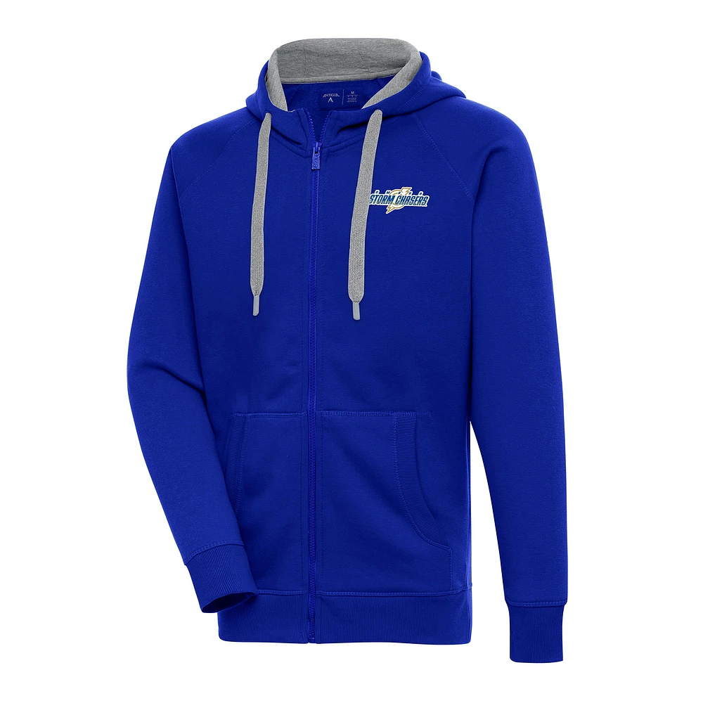Men's Antigua Royal Omaha Storm Chasers Victory Full-Zip Hoodie