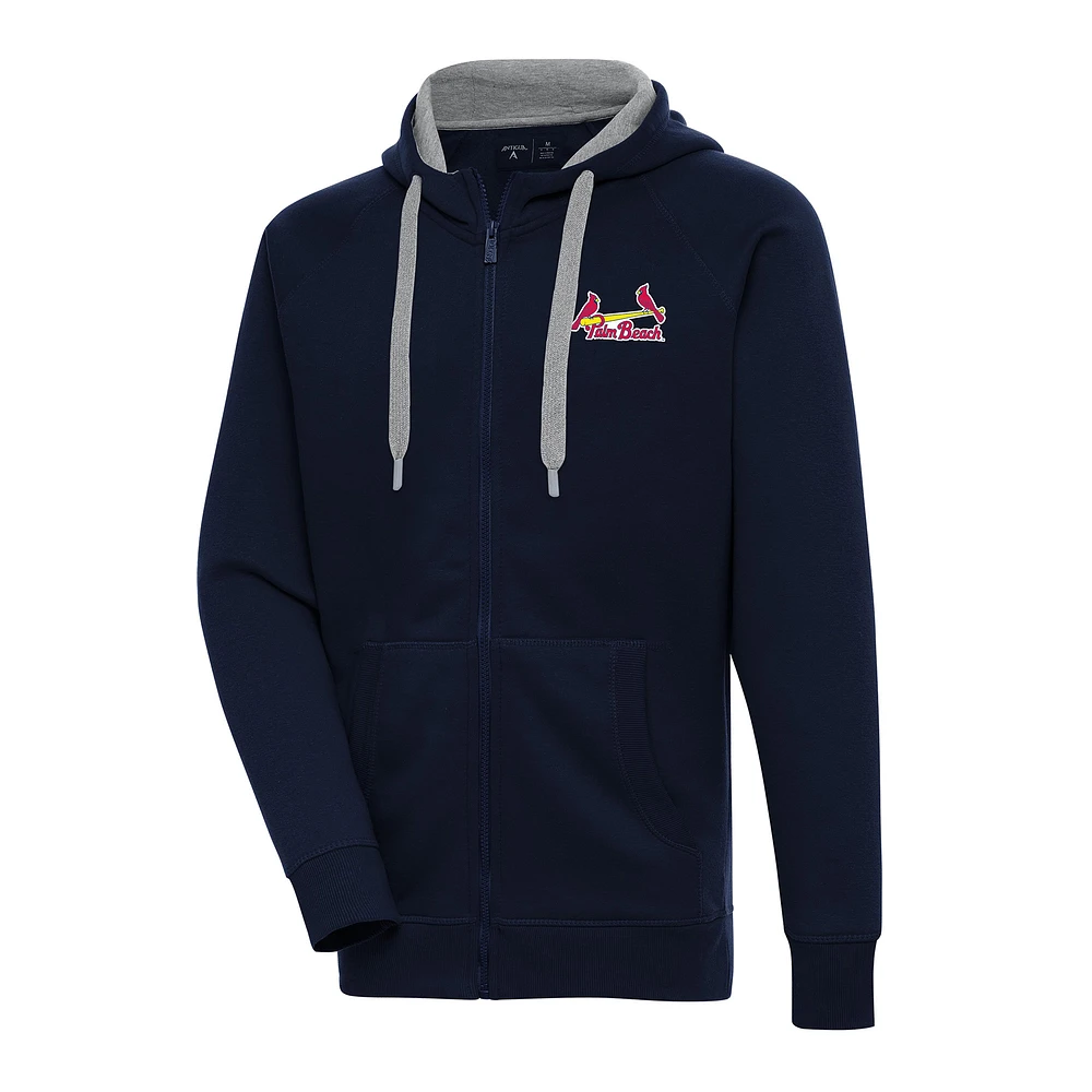 Men's Antigua Navy Palm Beach Cardinals Victory Full-Zip Hoodie