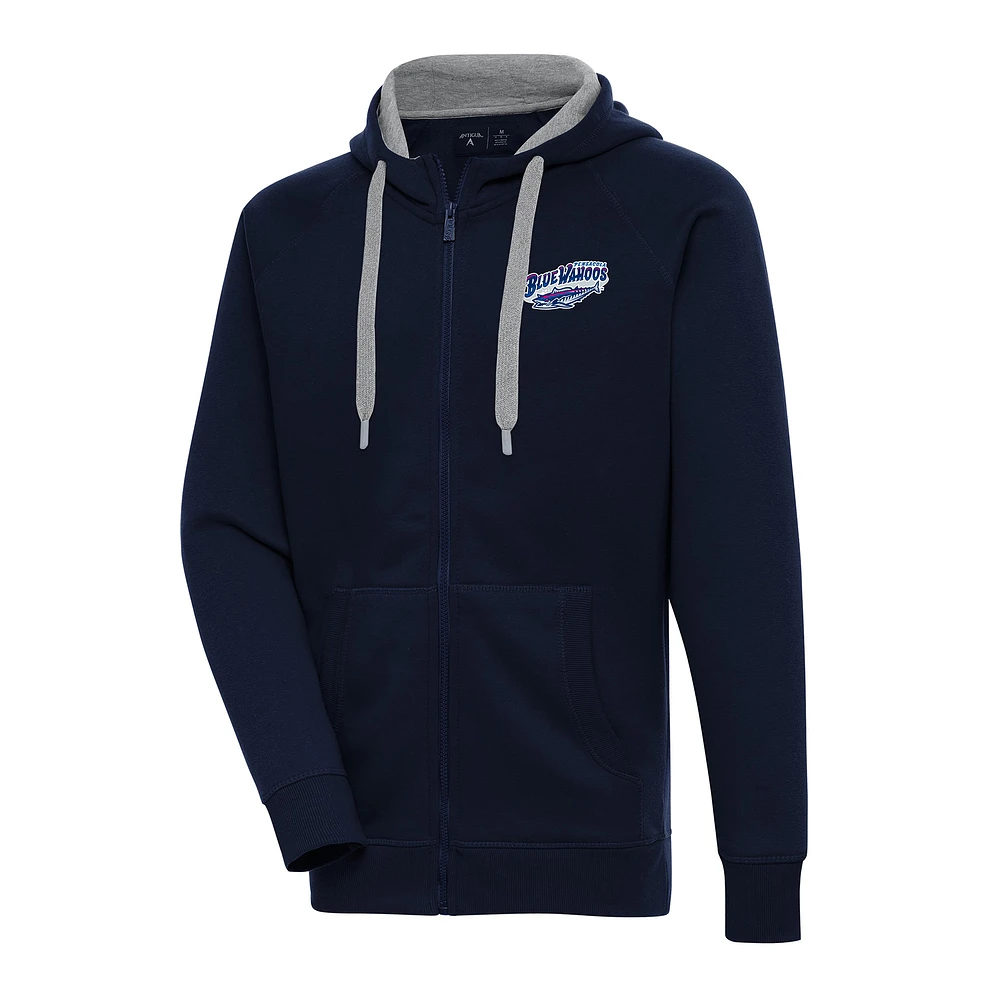 Men's Antigua Navy Pensacola Blue Wahoos Victory Full-Zip Hoodie