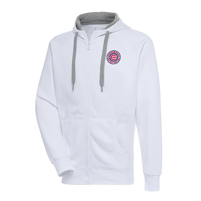 Men's Antigua White South Bend Cubs Victory Full-Zip Hoodie