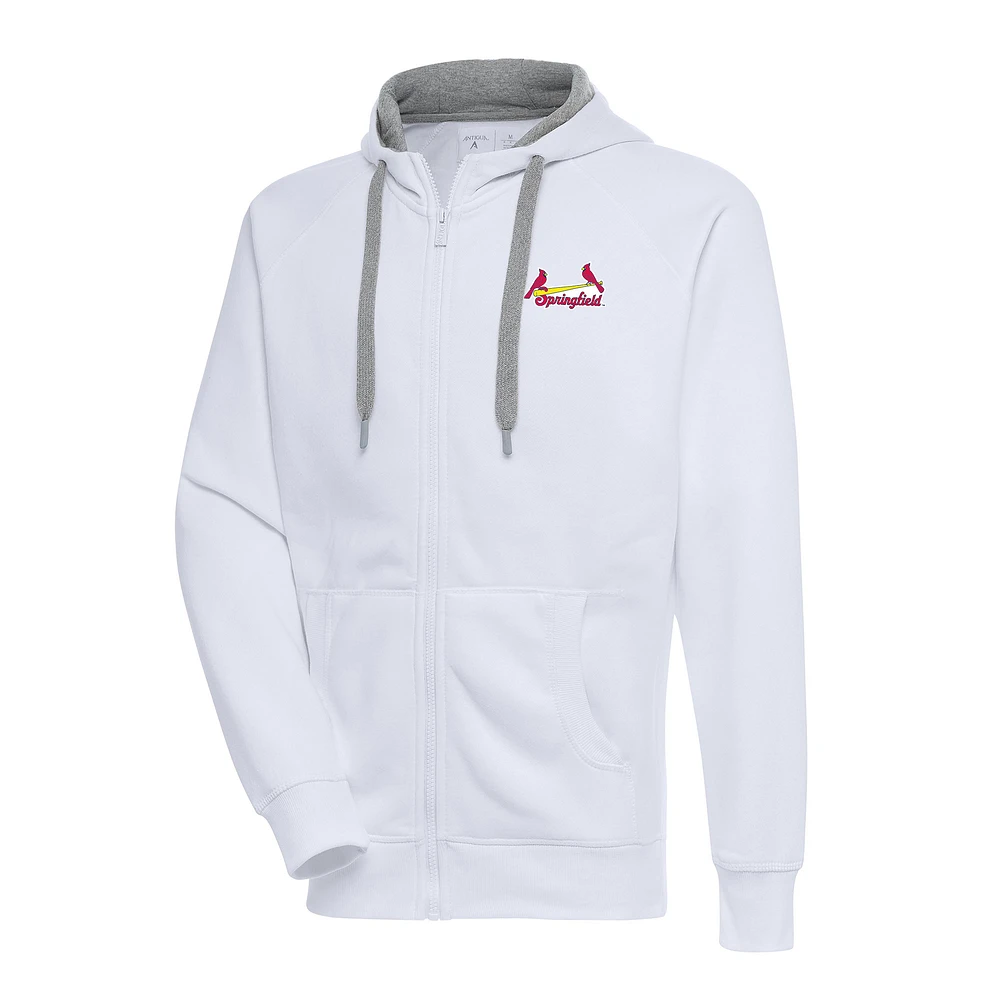 Men's Antigua White Springfield Cardinals Victory Full-Zip Hoodie