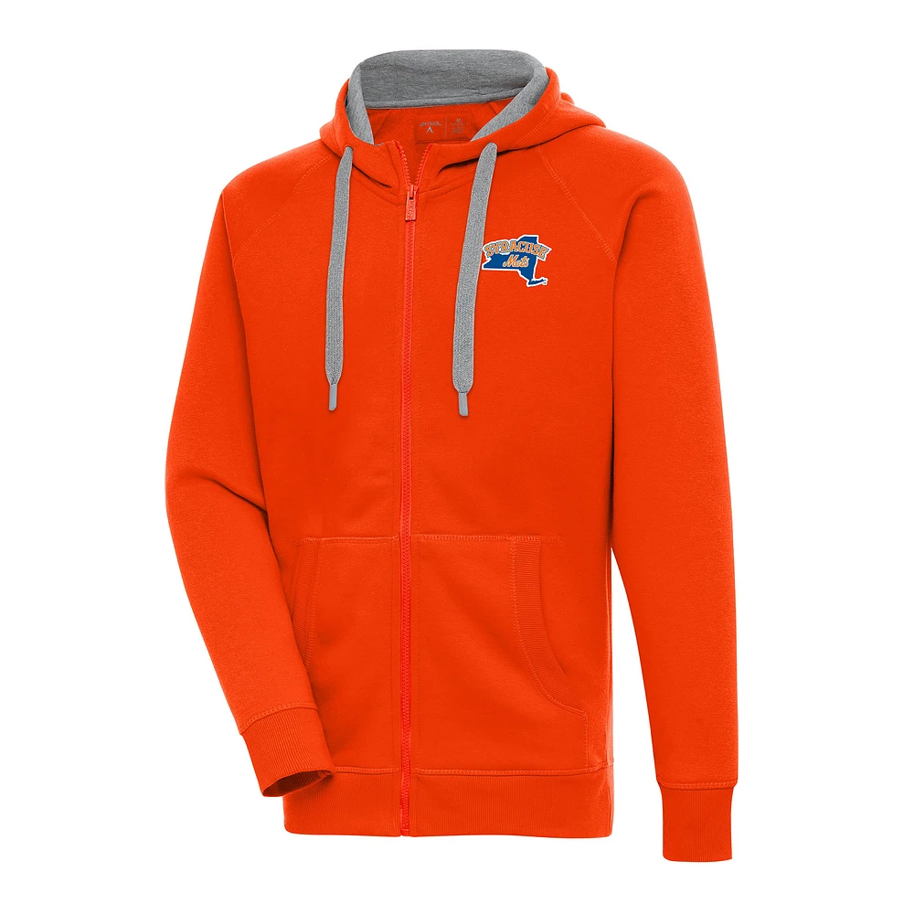 Men's Antigua Orange Syracuse Mets Victory Full-Zip Hoodie