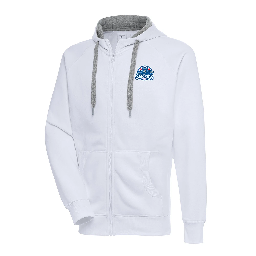 Men's Antigua White Tennessee Smokies Victory Full-Zip Hoodie