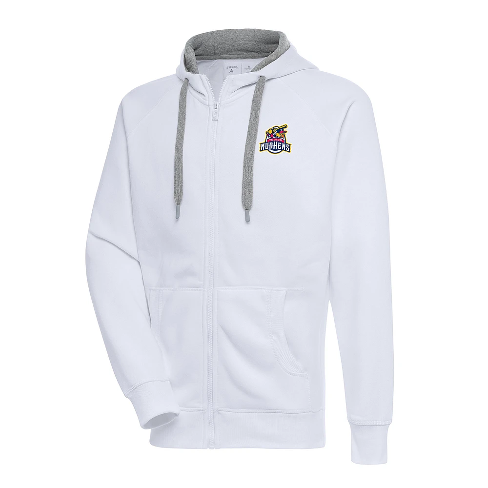Men's Antigua White Toledo Mud Hens Victory Full-Zip Hoodie