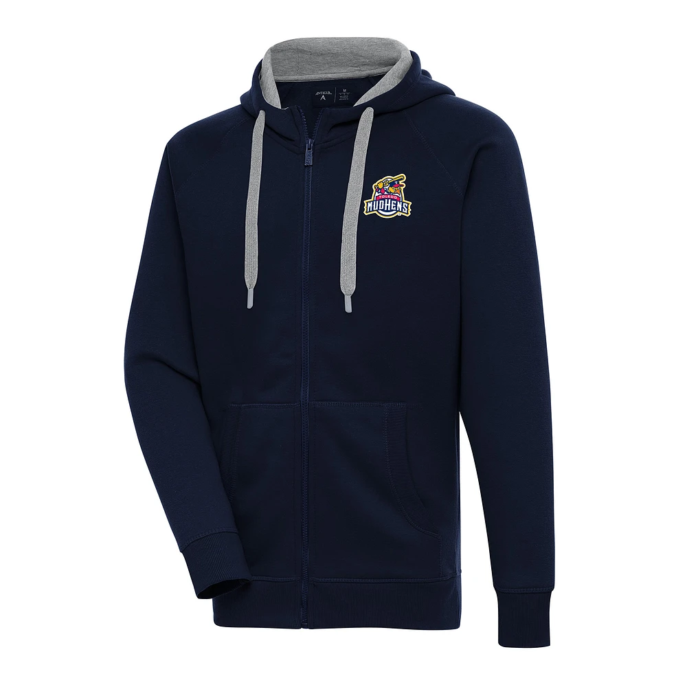 Men's Antigua Navy Toledo Mud Hens Victory Full-Zip Hoodie