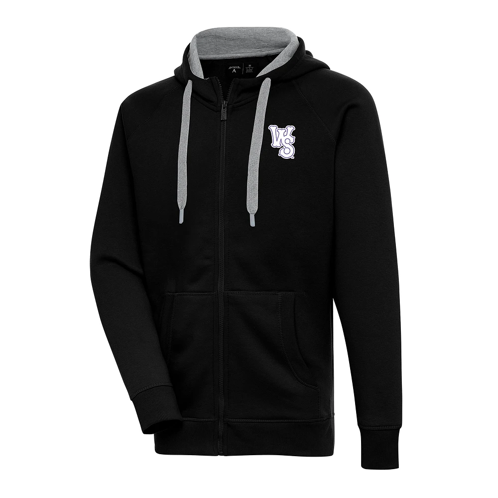 Men's Antigua Black Winston-Salem Dash Victory Full-Zip Hoodie