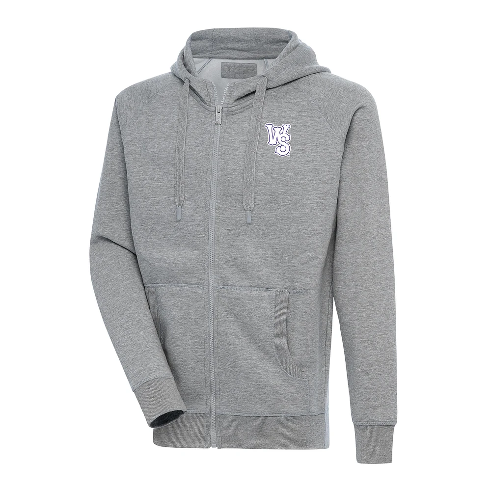 Men's Antigua Heather Gray Winston-Salem Dash Victory Full-Zip Hoodie