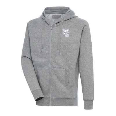 Men's Antigua Heather Gray Winston-Salem Dash Victory Full-Zip Hoodie