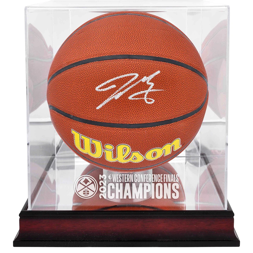 Jamal Murray Denver Nuggets 2023 Western Conference Champions Autographed Wilson Team Logo Basketball with Mahogany Display Case