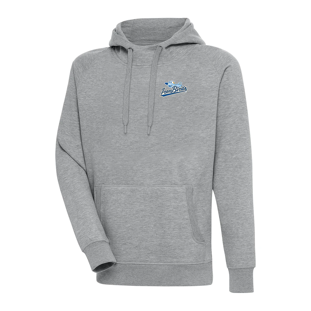 Men's Antigua Heather Gray Aberdeen IronBirds Victory Pullover Hoodie
