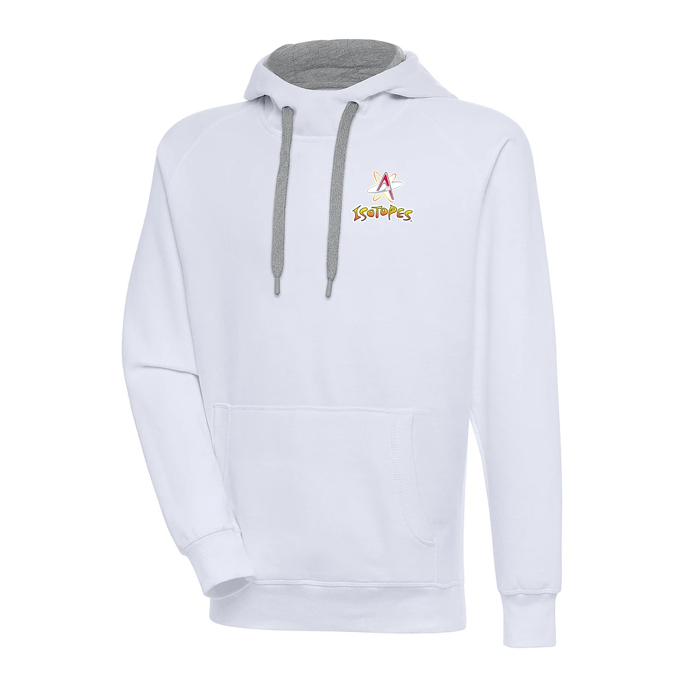 Men's Antigua White Albuquerque Isotopes Victory Pullover Hoodie
