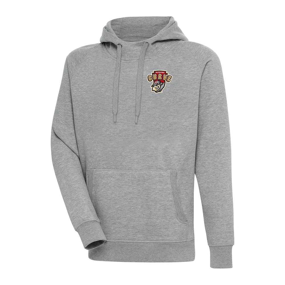 Men's Antigua Heather Gray Altoona Curve Victory Pullover Hoodie