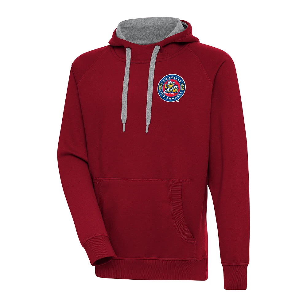 Men's Antigua Cardinal Amarillo Sod Poodles Victory Pullover Hoodie