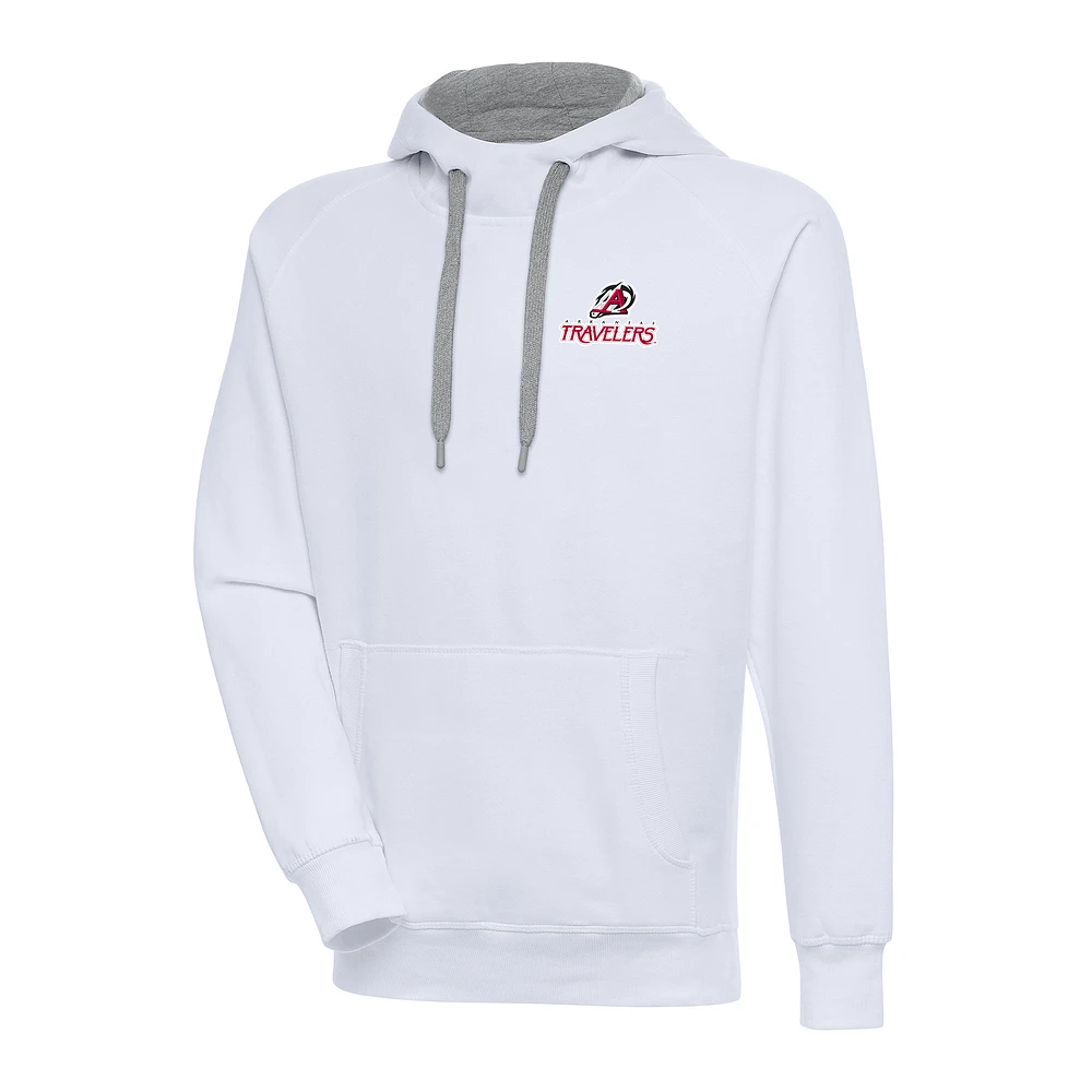 Men's Antigua White Arkansas Travelers Victory Pullover Hoodie
