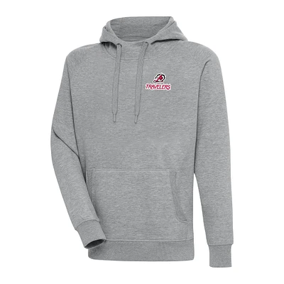 Men's Antigua Heather Gray Arkansas Travelers Victory Pullover Hoodie