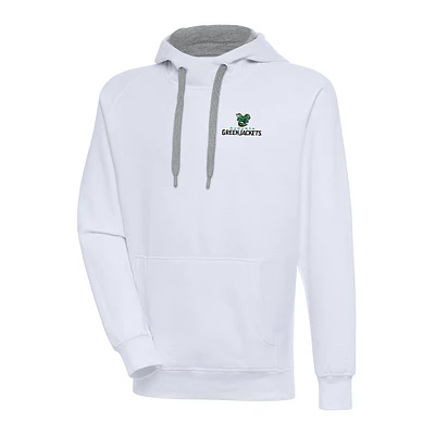 Men's Antigua White Augusta GreenJackets Victory Pullover Hoodie