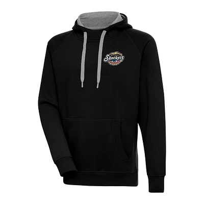 Men's Antigua Black Biloxi Shuckers Victory Pullover Hoodie