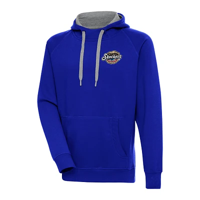Men's Antigua Royal Biloxi Shuckers Victory Pullover Hoodie
