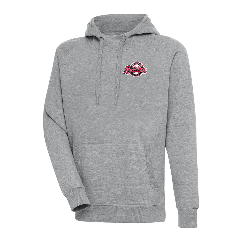 Men's Antigua Heather Gray Birmingham Barons Victory Pullover Hoodie