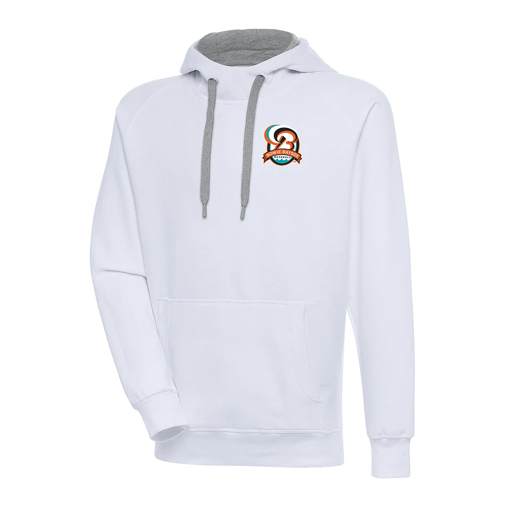 Men's Antigua White Bowie Baysox Victory Pullover Hoodie