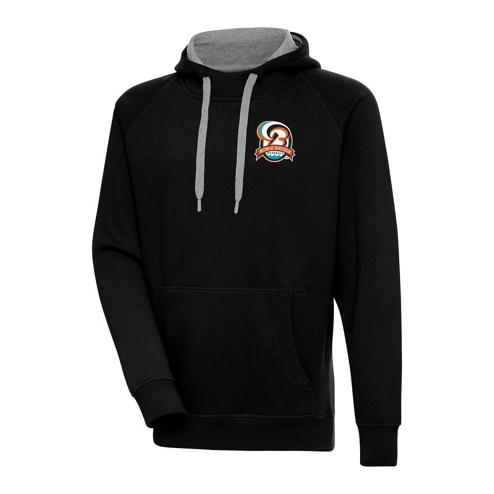Men's Antigua Black Bowie Baysox Victory Pullover Hoodie