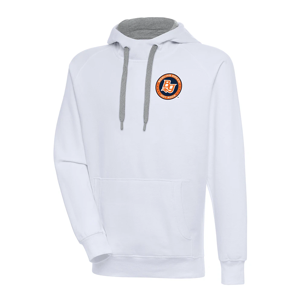 Men's Antigua White Bowling Green Hot Rods Victory Pullover Hoodie
