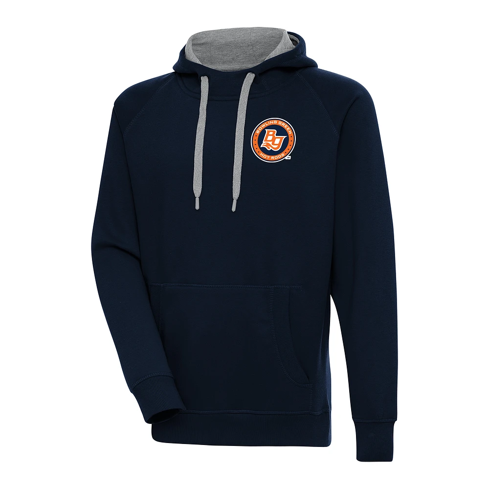 Men's Antigua Navy Bowling Green Hot Rods Victory Pullover Hoodie