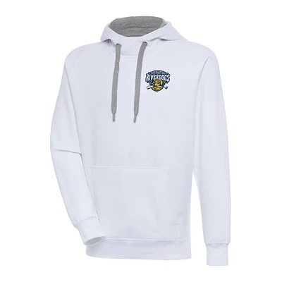 Men's Antigua  White Charleston RiverDogs Victory Pullover Hoodie