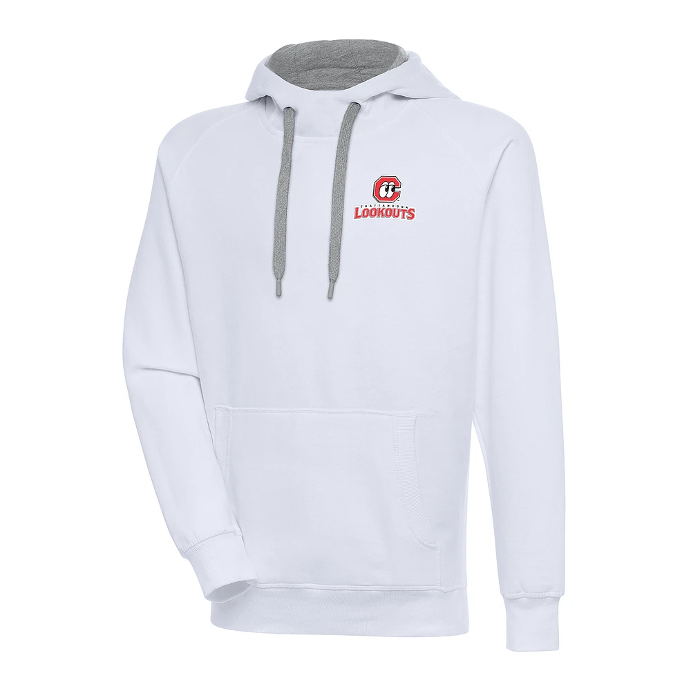 Men's Antigua White Chattanooga Lookouts Victory Pullover Hoodie