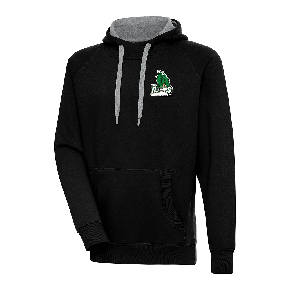 Men's Antigua Black Dayton Dragons Victory Pullover Hoodie
