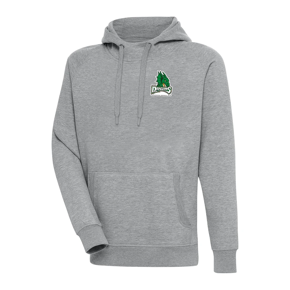 Men's Antigua Heather Gray Dayton Dragons Victory Pullover Hoodie