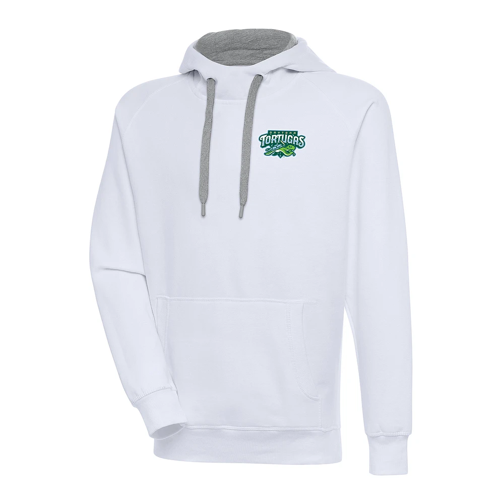 Men's Antigua White Daytona Tortugas Victory Pullover Hoodie