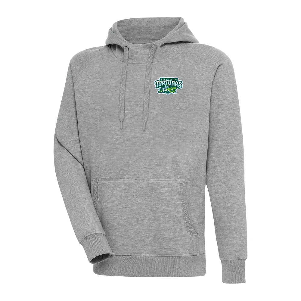 Men's Antigua Heather Gray Daytona Tortugas Victory Pullover Hoodie