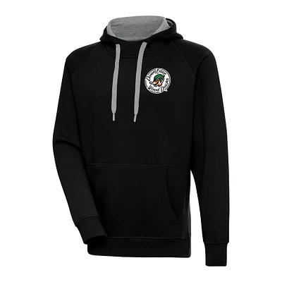 Men's Antigua Black Down East Wood Ducks Victory Pullover Hoodie