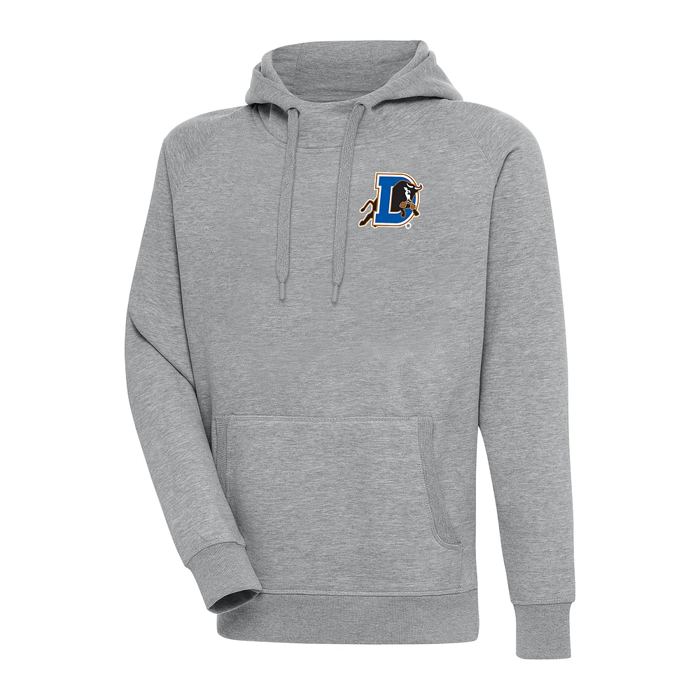 Men's Antigua Heather Gray Durham Bulls Victory Pullover Hoodie