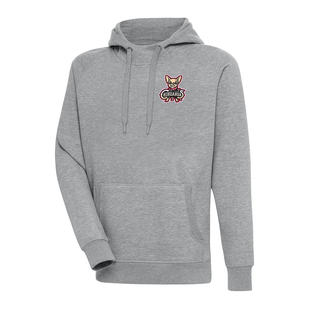 Men's Antigua Heather Gray El Paso Chihuahuas Victory Pullover Hoodie