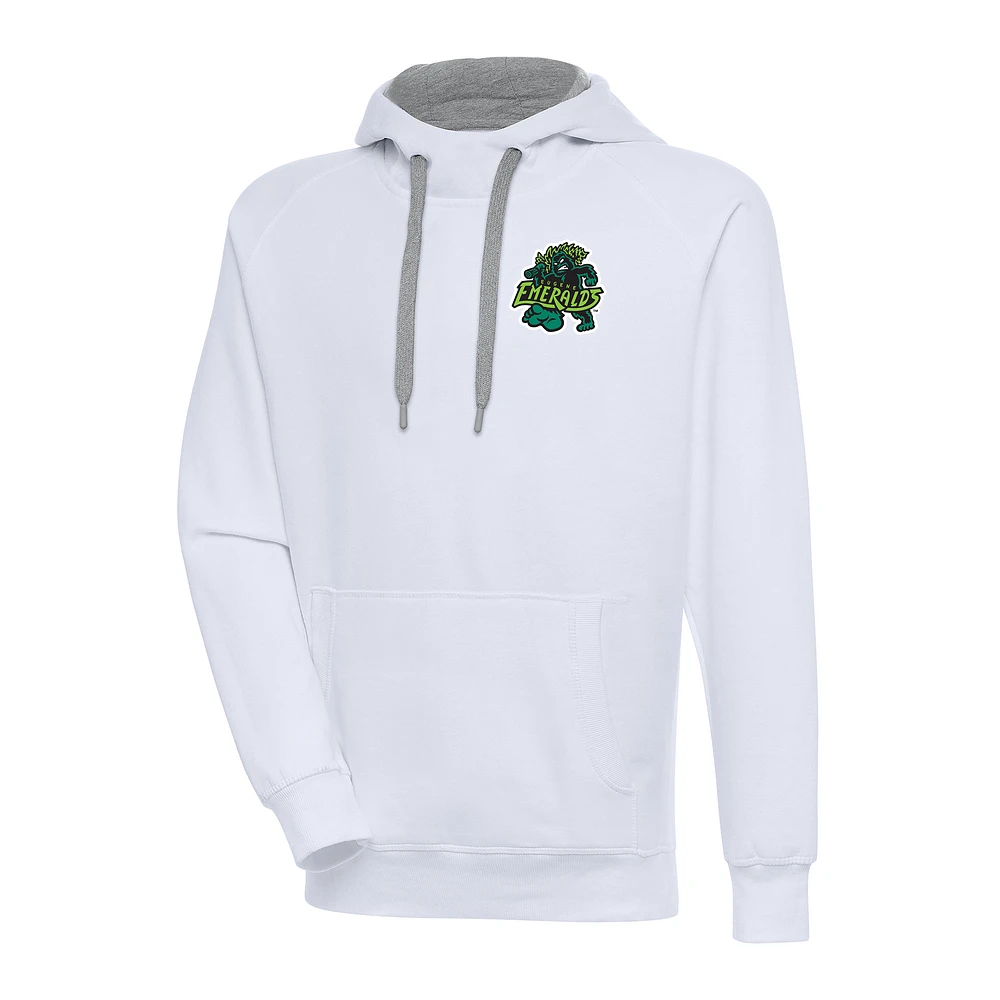 Men's Antigua White Eugene Emeralds Victory Pullover Hoodie