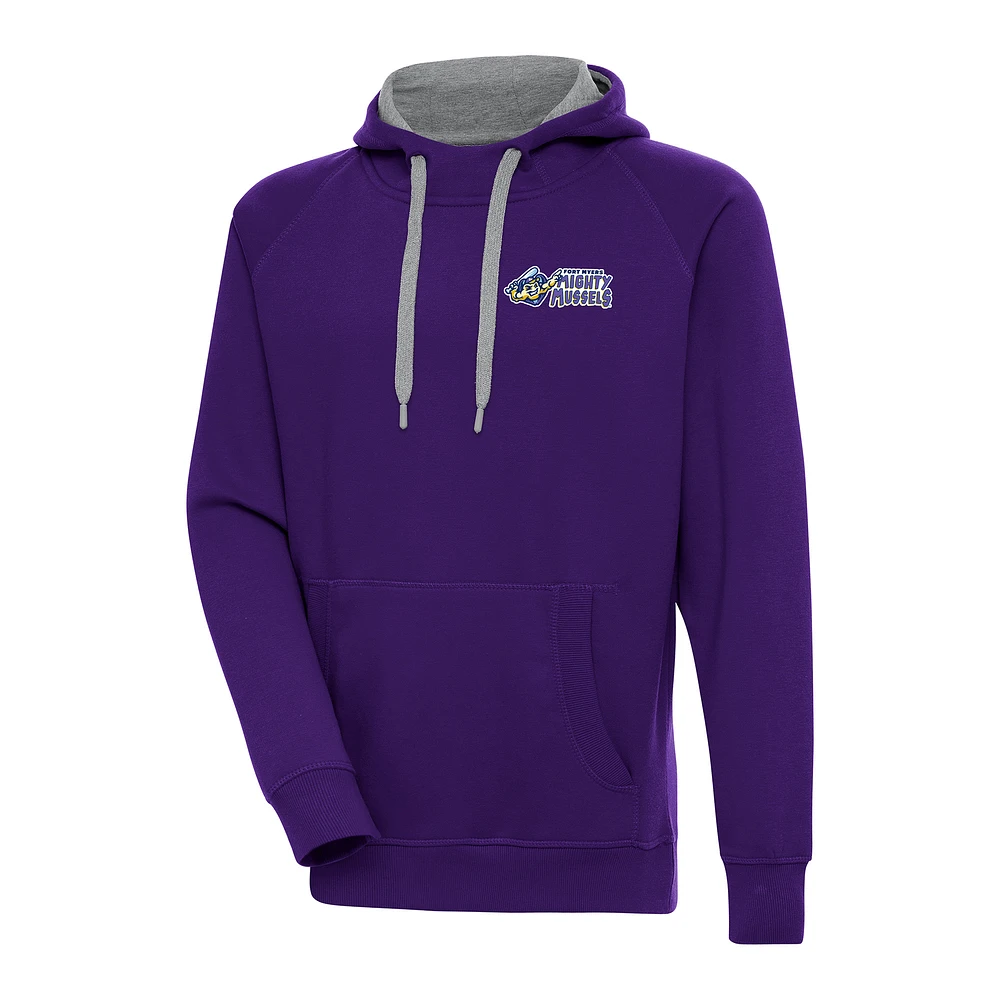 Men's Antigua Fort Myers Mighty Mussels Victory Pullover Hoodie